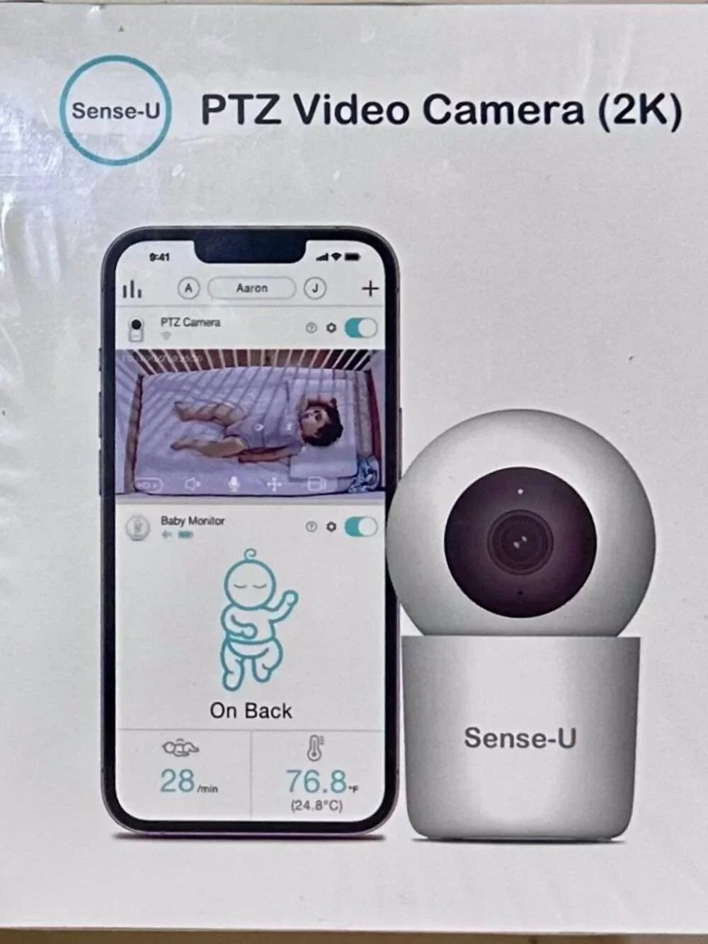 Camera Surveillance Security Recorder Sense-U PTZ Smart 2K Video Baby Monitoring